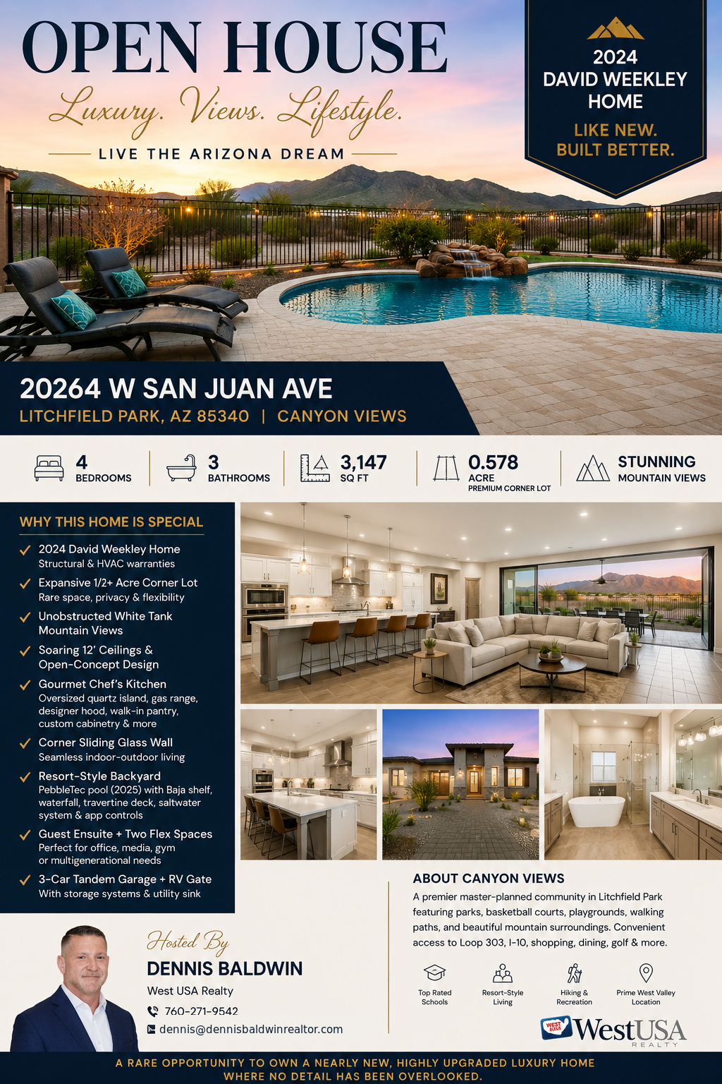 Luxury open house marketing for a Canyon Views home